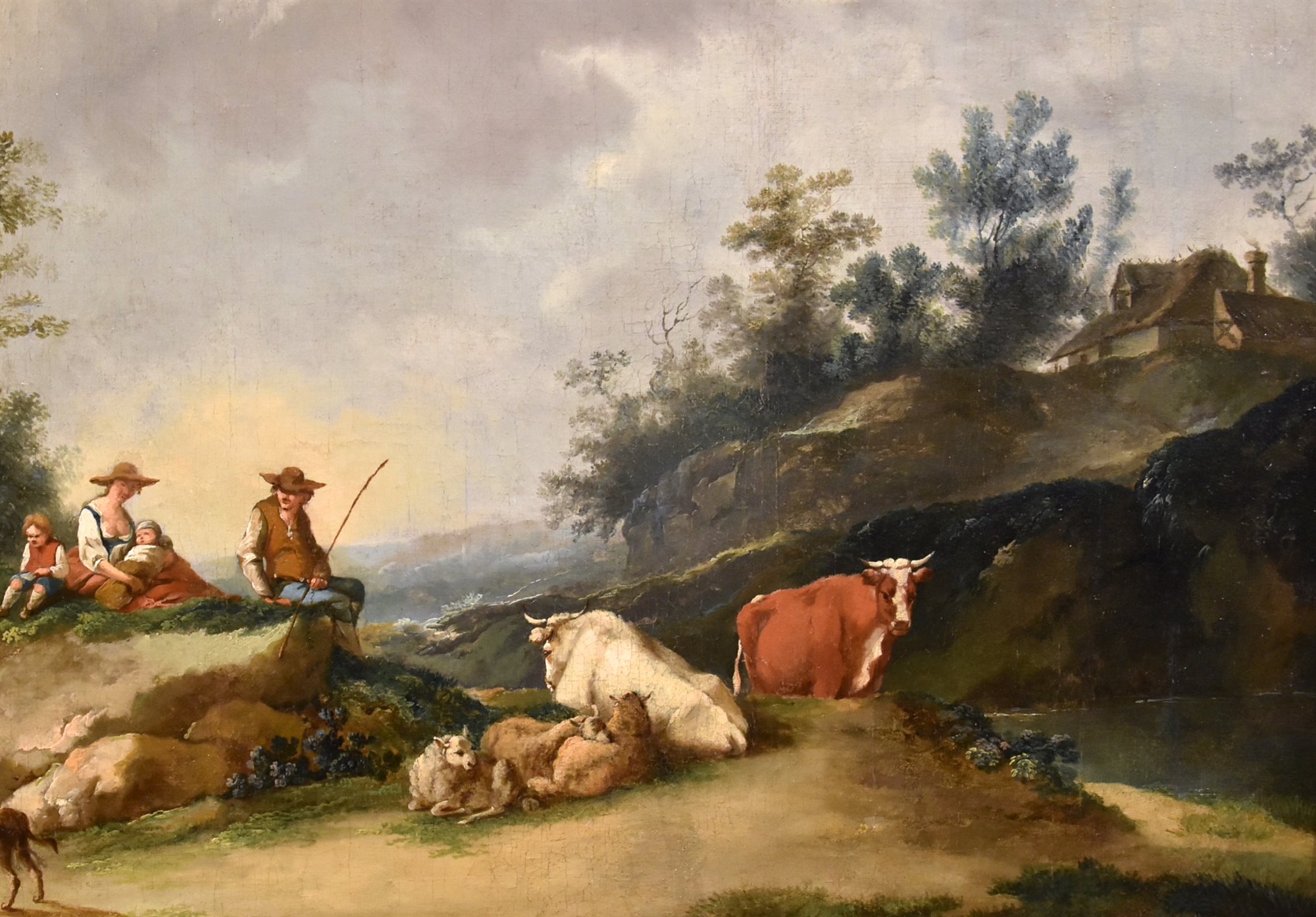 Paesaggio con fiume e pastori in riposo